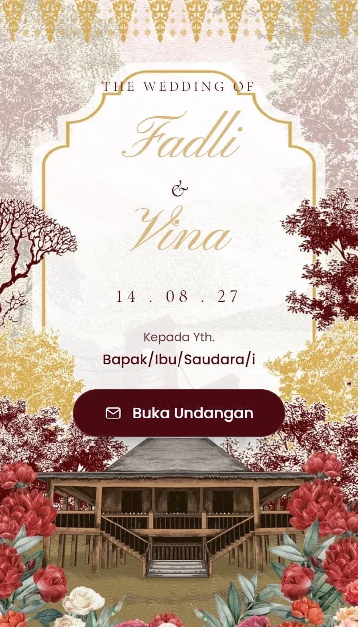 Contoh undangan tema adat Palembang