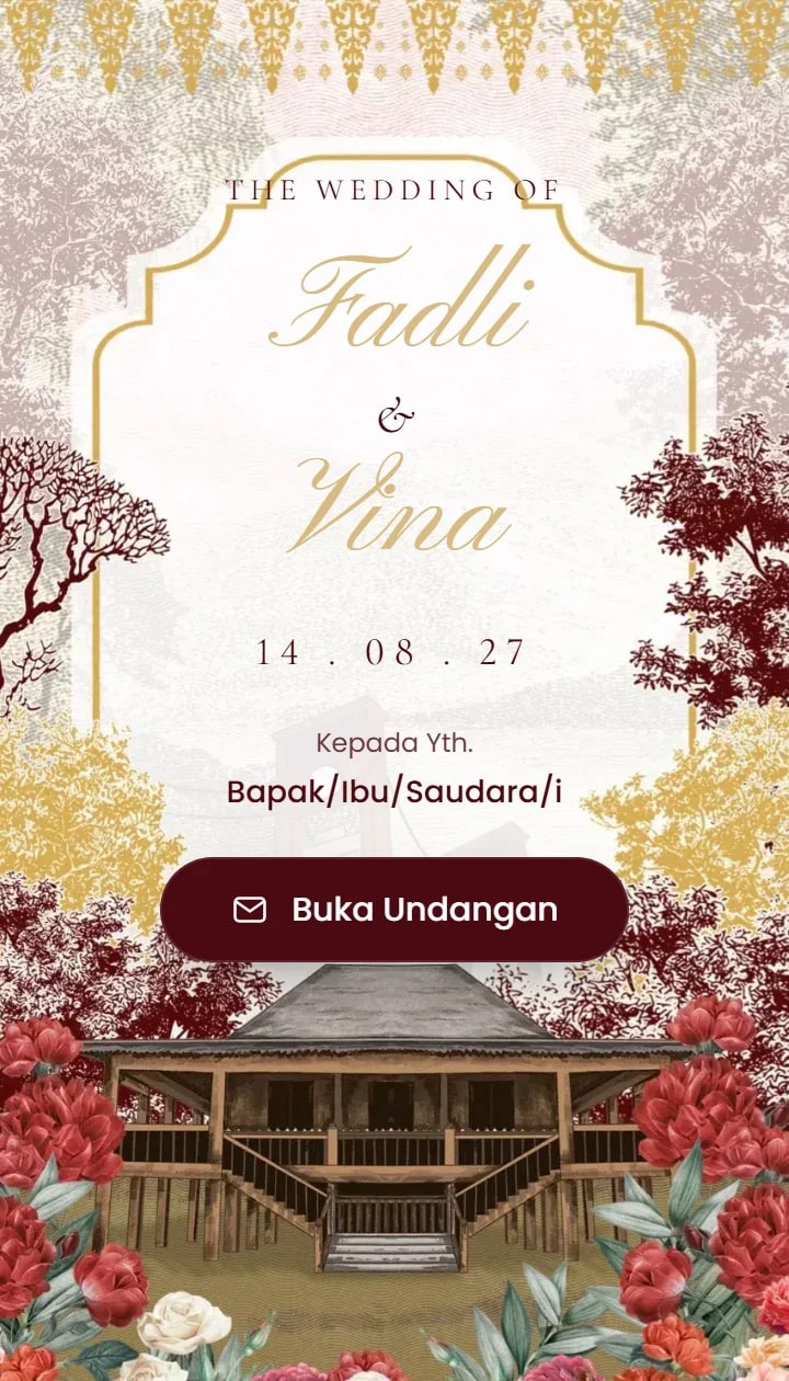 Contoh undangan tema adat Palembang